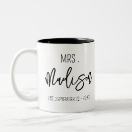 Taza Bicolor MRS Boda de nombre personalizado Fecha Boda person