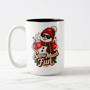 Taza Bicolor Mucha Diversión en la Nieve - Hombre de Nieve Retr