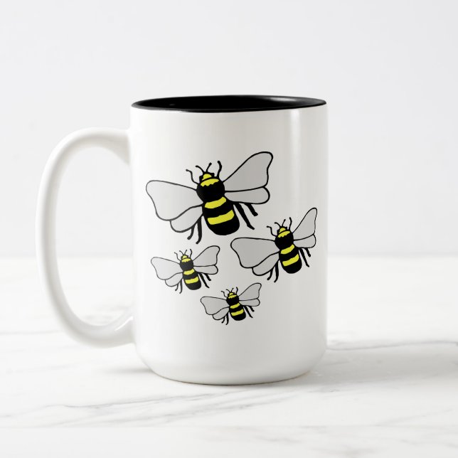 Taza Bicolor Muchas abejas Café Mug (Izquierda)