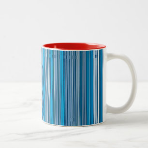 Taza Bicolor Muchas franjas multicolores en el azul