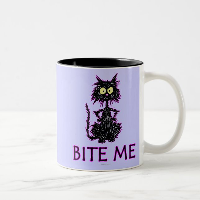 Taza Bicolor ¡Muérdame! Diseños del regalo del gato (Derecha)