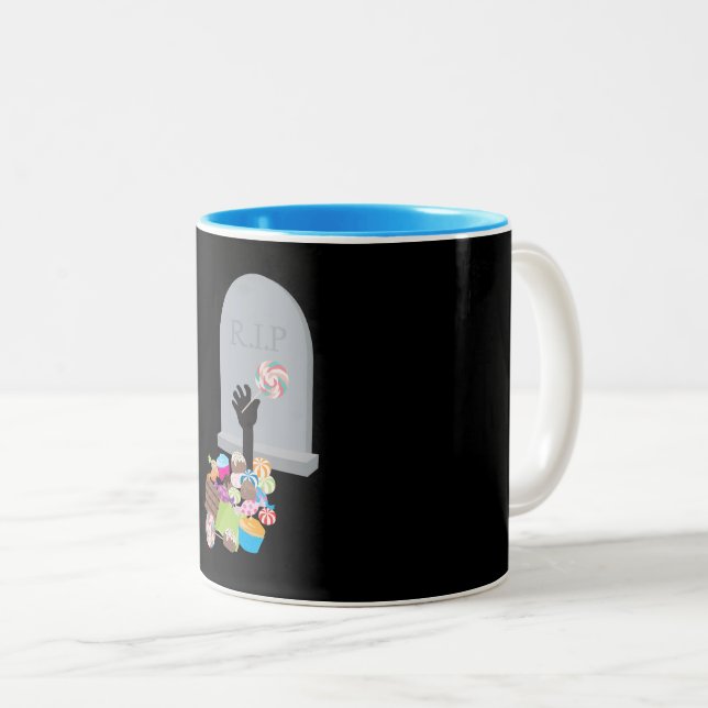 Taza Bicolor Muerte por diseño de Candy Halloween (Anverso derecho)