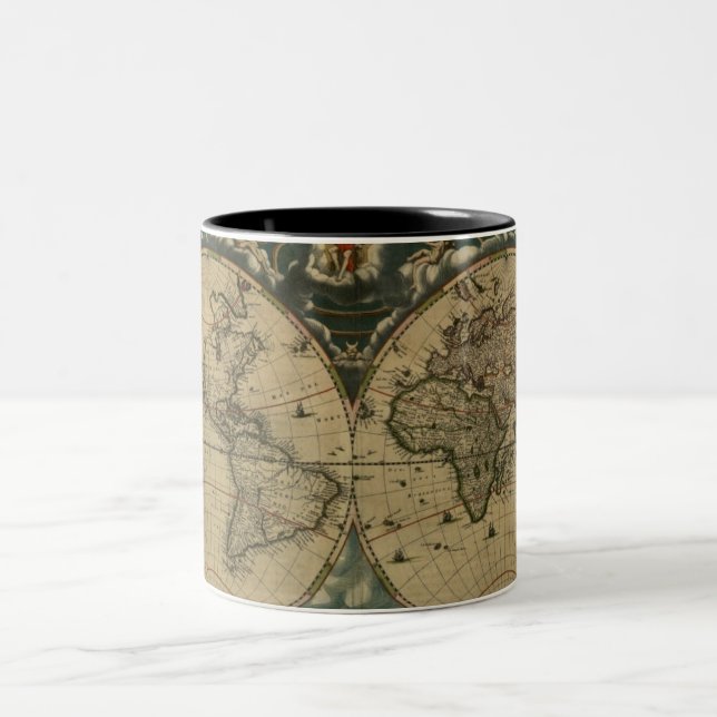 Taza Bicolor Muertes de mapas del mundo antiguo (Centro)