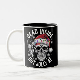 Taza Bicolor Muerto por dentro pero alegre regalo de Navidad es