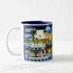 Taza Bicolor Mug<br><div class="desc">Disfrute de una bebida caliente en esta temporada de Hanukkah y celebre el pueblo de Hanukkah,  Holidayopolis.</div>