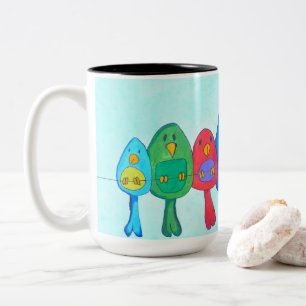 Taza Bicolor Mug - 013 - Aves en el alambre