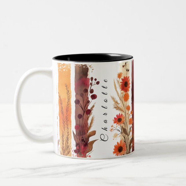 Taza Bicolor Mug 5 de flores silvestres personalizadas (Izquierda)