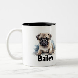 Taza Bicolor Mug acuarela de Pug