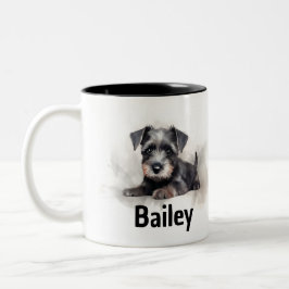 Taza Bicolor Mug acuarela de Schnauzer en miniatura