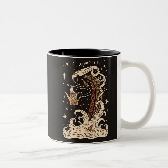 Taza Bicolor Mug Aquarius Celestial Zodiac Art (Derecha)