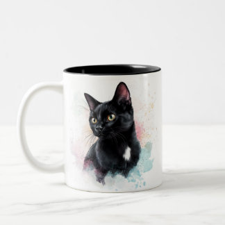 Taza Bicolor Mug black cat agregar texto propio