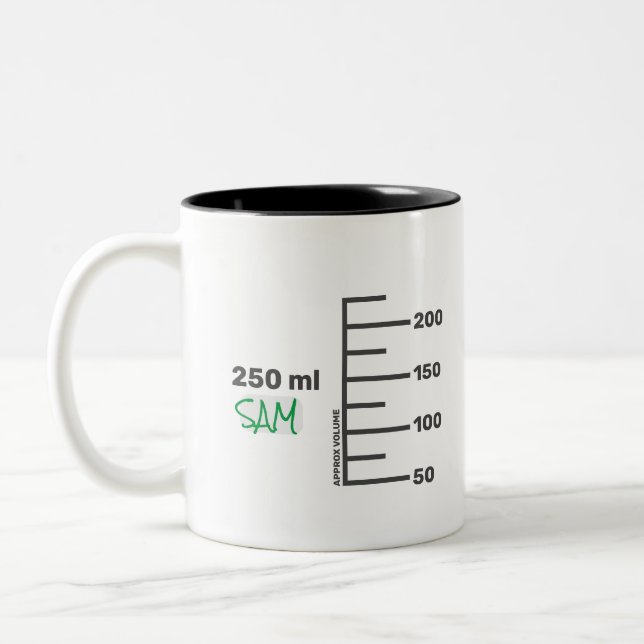 Taza Bicolor Mug blanca personalizada de Science Lab Beaker (Izquierda)