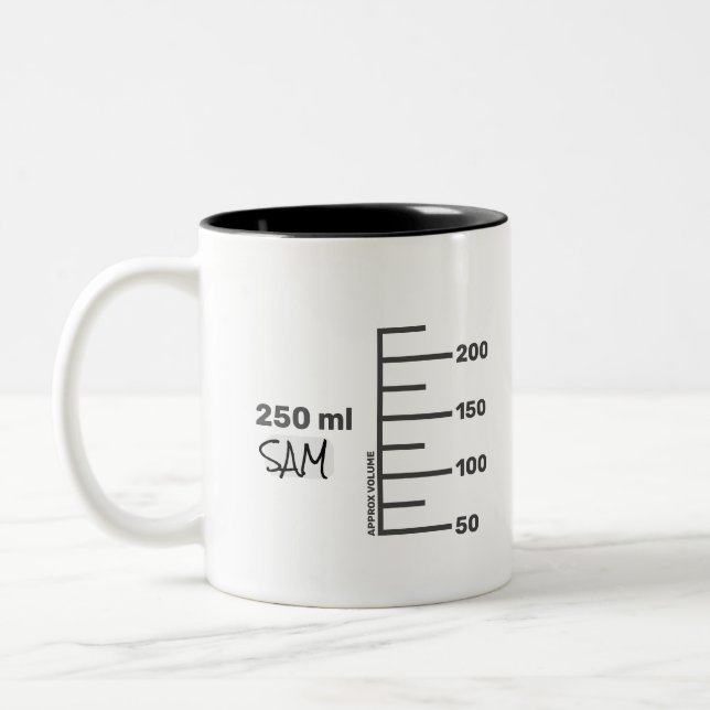 Taza Bicolor Mug blanca personalizada de Science Lab Beaker (Izquierda)