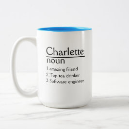 Taza Bicolor Mug blanco de definición de nombre personalizada