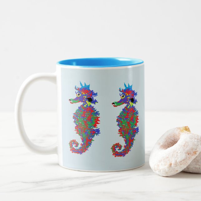 Taza Bicolor Mug / caballito de mar (Con donut)