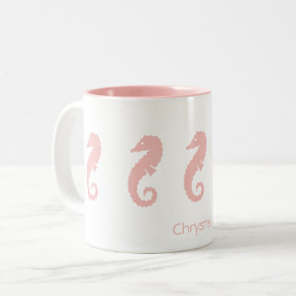 Taza Bicolor Mug - Caballos de mar (rosa)