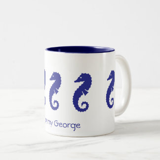 Taza Bicolor Mug - Caballos marinos (azul marino)