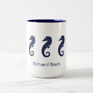 Taza Bicolor Mug - Caballos marinos (azul marino)