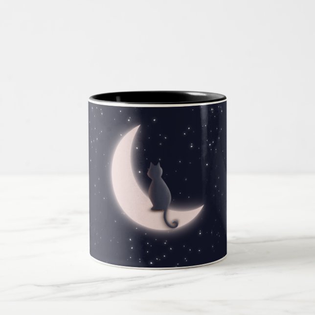 Taza Bicolor mug cat  on moonlight (Centro)