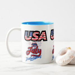 Taza Bicolor "Mug cerámica del Día de la Independencia de Estad