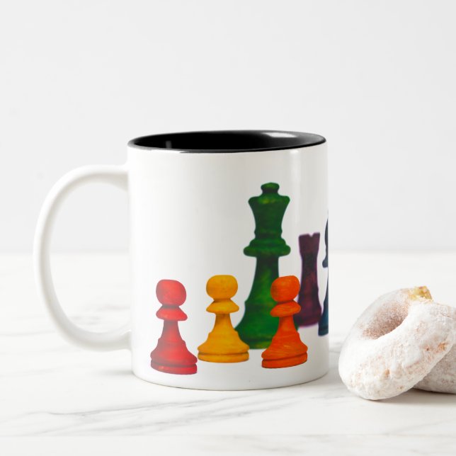 Taza Bicolor Mug Chess de dos tonos (Con donut)