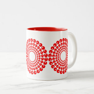 Taza Bicolor Mug - Círculos concéntricos en cuentas rojas