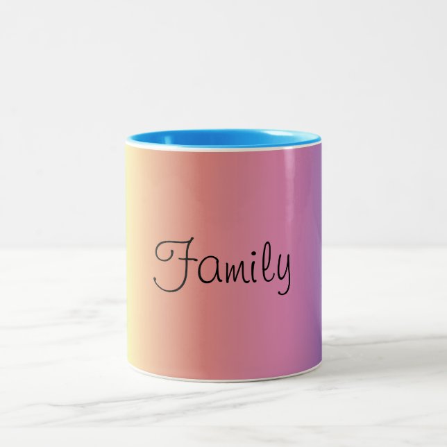 Taza Bicolor Mug - Colores arcoiris con familia (Centro)