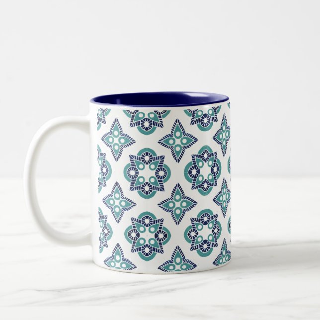 Taza Bicolor Mug con diseño azul marino y turquesa (Izquierda)