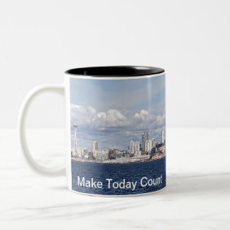 Taza Bicolor Mug con el Skyline Seattle y hacer que hoy cuenten