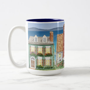 Taza Bicolor Mug con hermosas casas en la playa