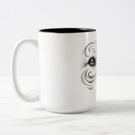 Taza Bicolor Mug con perro y rostro humano