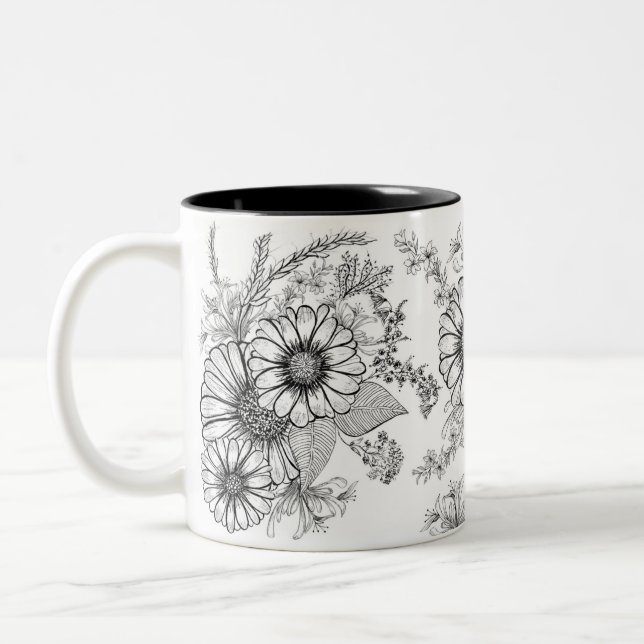 Taza Bicolor Mug Daisy Floral  (Izquierda)