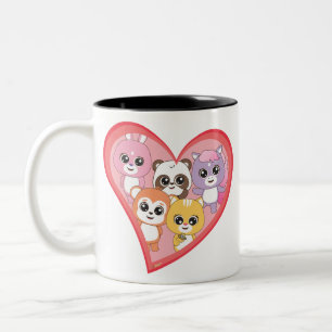 Taza Bicolor Mug de amigos animales en forma de corazón
