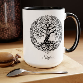 Taza Bicolor Mug de árbol celta personalizada, regalos escocese