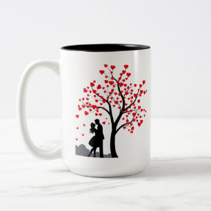 Taza Bicolor Mug de árbol de amor de pareja romántica