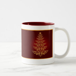 Taza Bicolor Mug de árbol de navidad de estilo rojo
