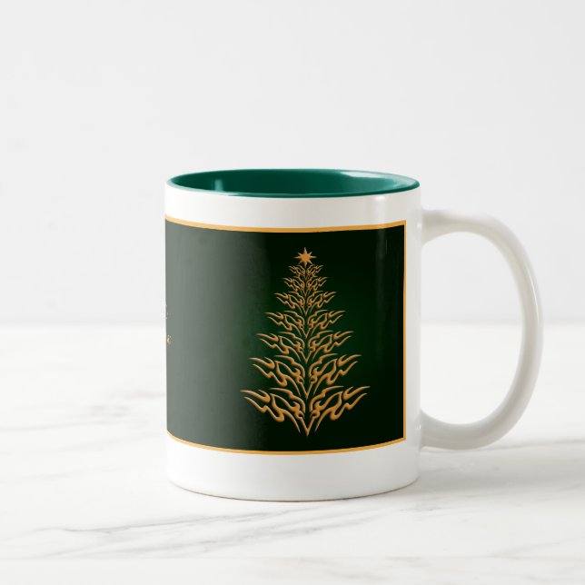 Taza Bicolor Mug de árbol de navidad verde (Derecha)