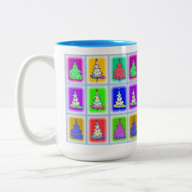Taza Bicolor Mug de árboles de Navidad (Izquierda)