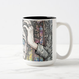 Taza Bicolor Mug de arte psicodélico surrealista - Cara emocion