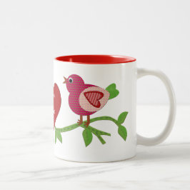 Taza Bicolor Mug de Aves Rojas