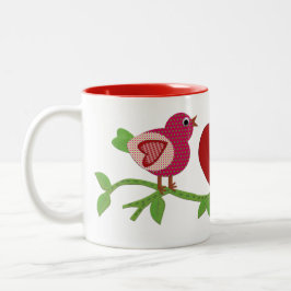 Taza Bicolor Mug de Aves Rojas