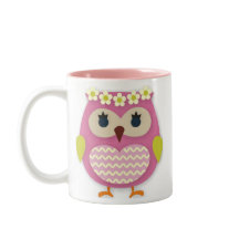Mug. de búho rosado