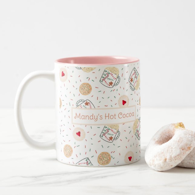Taza Bicolor Mug de cacao caliente personalizada para Chica (Con donut)