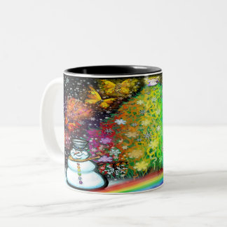 Taza Bicolor Mug de café con dos tonos de arcoiris para picar