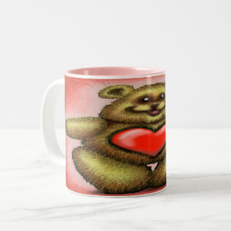 Taza Bicolor Mug De Café De Dos Tones Para El Oso Del Corazón