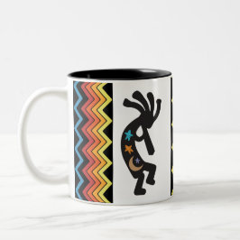 Taza Bicolor Mug de café de dos tonos de Kokopelli, indio ameri