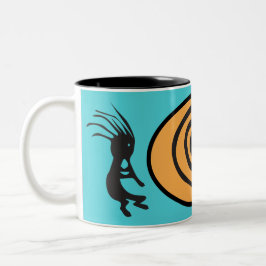 Taza Bicolor Mug de café de dos tonos de Kokopelli, indio ameri