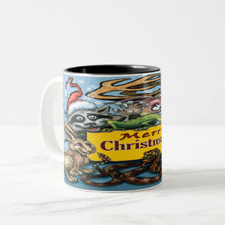 Taza Bicolor Mug de café de dos tonos de navidad animal