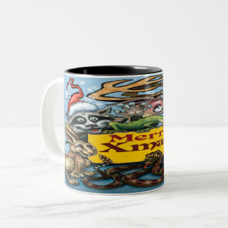 Taza Bicolor Mug de café de dos tonos de navidad animal