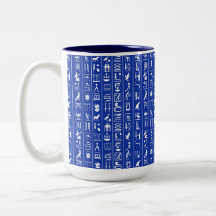 Taza Bicolor Mug de café de jeroglíficos egipcios